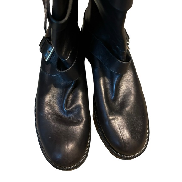 MaxMara Black Leather Buckle Combat Boots Size 41 - Picture 3 of 7